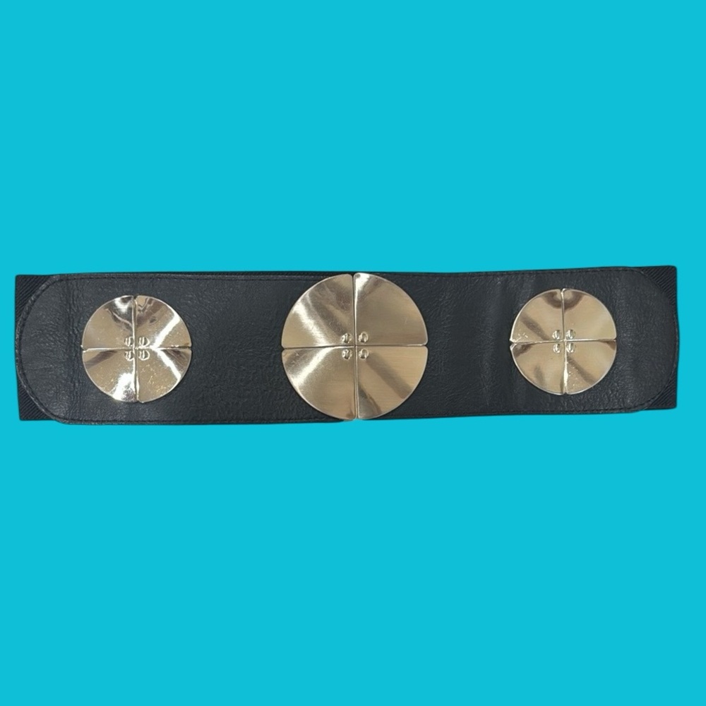Black Silver Disc Stretch‎ Belt